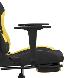 Sedia da Gaming Massaggio e Poggiapiedi Tessuto Nero e Giallo cod mxl 66689