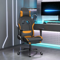 Sedia da Gaming Massaggi e Poggiapiedi Tessuto Nero e Arancione 345505