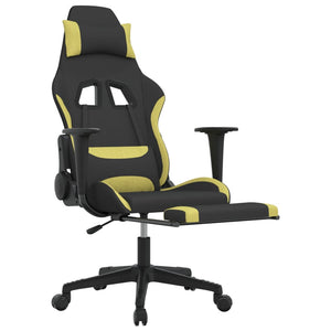 Sedia da Gaming Massaggio e Poggiapiedi Nero e Verde Chiaro cod mxl 61036