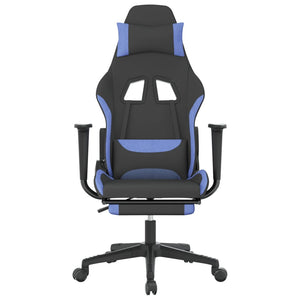 Sedia da Gaming Massaggio e Poggiapiedi in Tessuto Nero e Blu cod mxl 77104