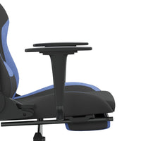 Sedia da Gaming Massaggio e Poggiapiedi in Tessuto Nero e Blu cod mxl 77104