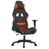 Sedia da Gaming Massaggio e Poggiapiedi Tessuto Nero e Rosso cod mxl 69720