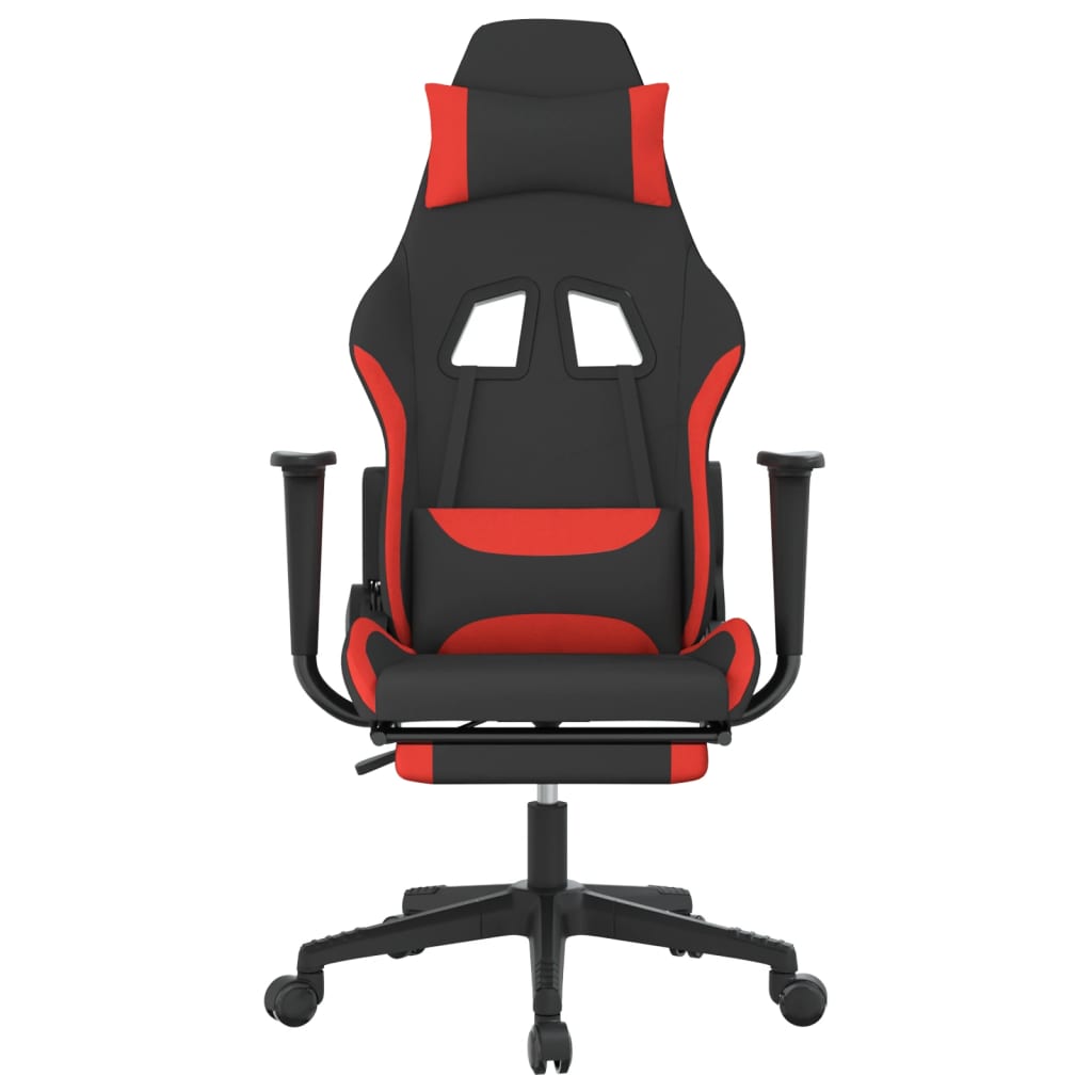 Sedia da Gaming Massaggio e Poggiapiedi Tessuto Nero e Rosso cod mxl 69720