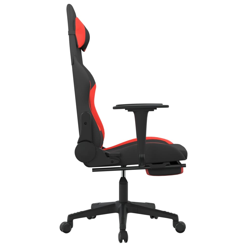 Sedia da Gaming Massaggio e Poggiapiedi Tessuto Nero e Rosso cod mxl 69720