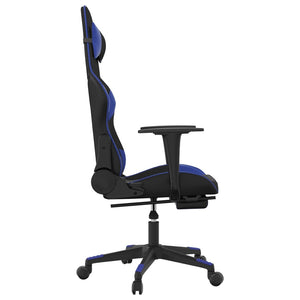 Sedia da Gaming Massaggiante Poggiapiedi Nero e Blu Similpelle 345522