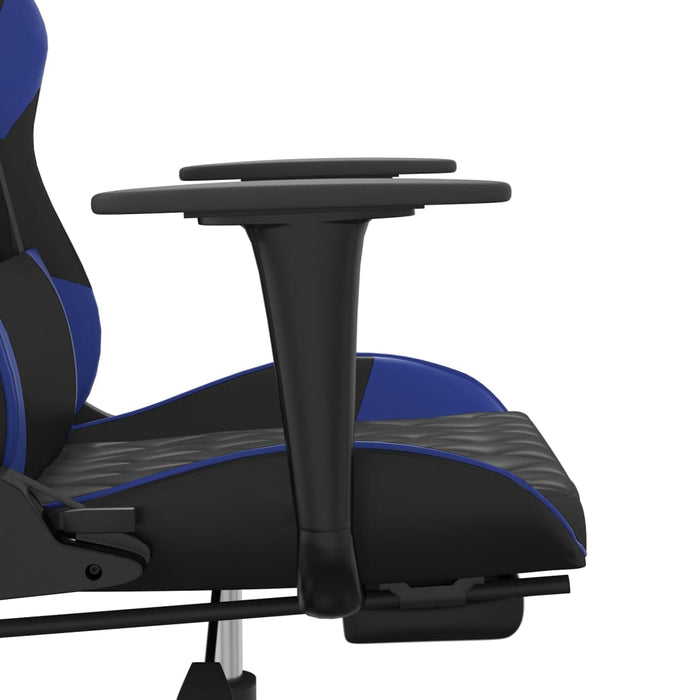 Sedia da Gaming Massaggiante Poggiapiedi Nero e Blu Similpelle 345522