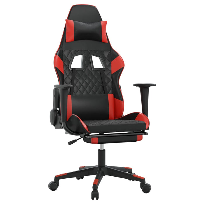 Sedia da Gaming Massaggio Poggiapiedi Nero e Rosso Similpelle cod mxl 69760