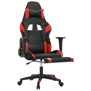 Sedia da Gaming Massaggio Poggiapiedi Nero e Rosso Similpelle cod mxl 69760