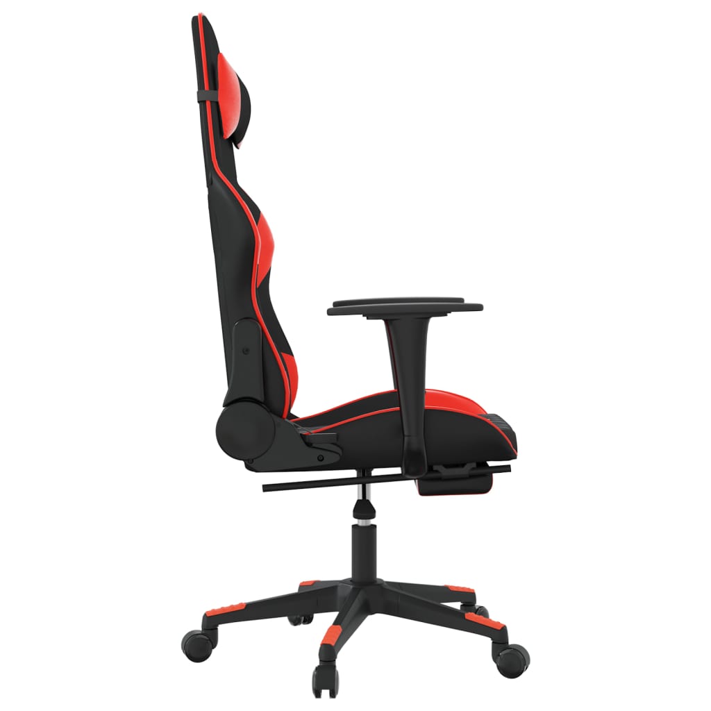 Sedia da Gaming Massaggio Poggiapiedi Nero e Rosso Similpelle cod mxl 69760