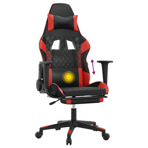 Sedia da Gaming Massaggio Poggiapiedi Nero e Rosso Similpelle cod mxl 69760