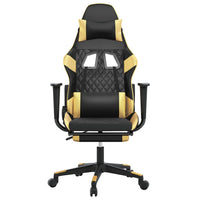 Sedia da Gaming Massaggiante Poggiapiedi Nero e Oro Similpelle cod mxl 68564