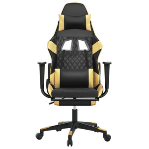 Sedia da Gaming Massaggiante Poggiapiedi Nero e Oro Similpelle cod mxl 68564