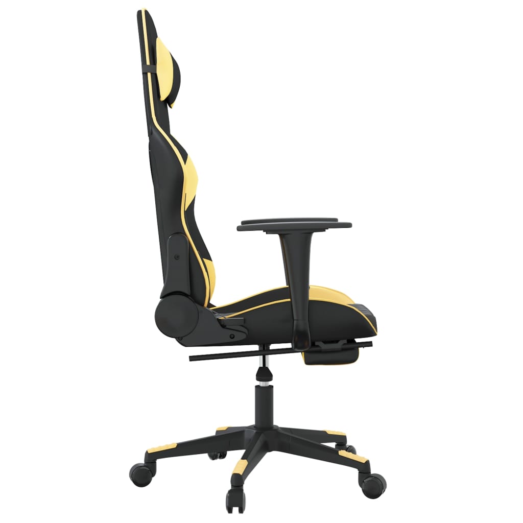 Sedia da Gaming Massaggiante Poggiapiedi Nero e Oro Similpelle cod mxl 68564