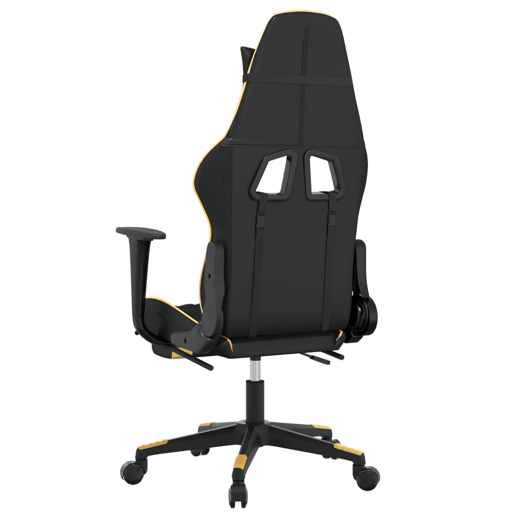 Sedia da Gaming Massaggiante Poggiapiedi Nero e Oro Similpelle cod mxl 68564