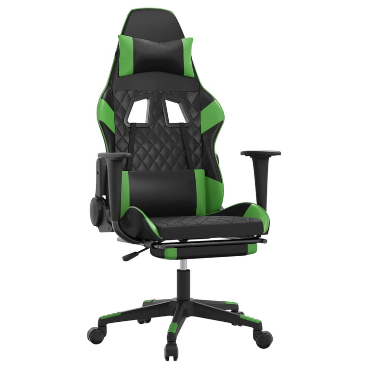 Sedia da Gaming Massaggio Poggiapiedi Nero e Verde Similpelle 345525