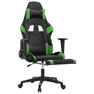 Sedia da Gaming Massaggio Poggiapiedi Nero e Verde Similpelle 345525