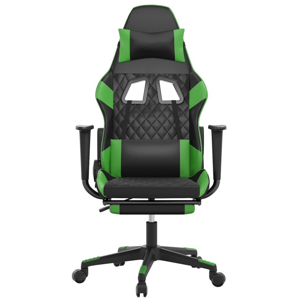 Sedia da Gaming Massaggio Poggiapiedi Nero e Verde Similpelle 345525