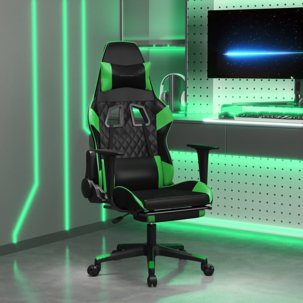 Sedia da Gaming Massaggio Poggiapiedi Nero e Verde Similpelle 345525