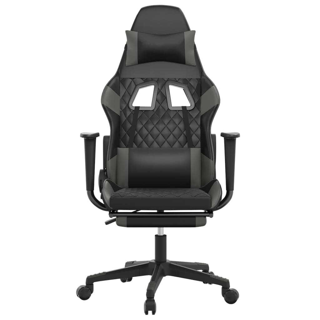 Sedia da Gaming Massaggio Poggiapiedi Nero e Grigio Similpelle 345526