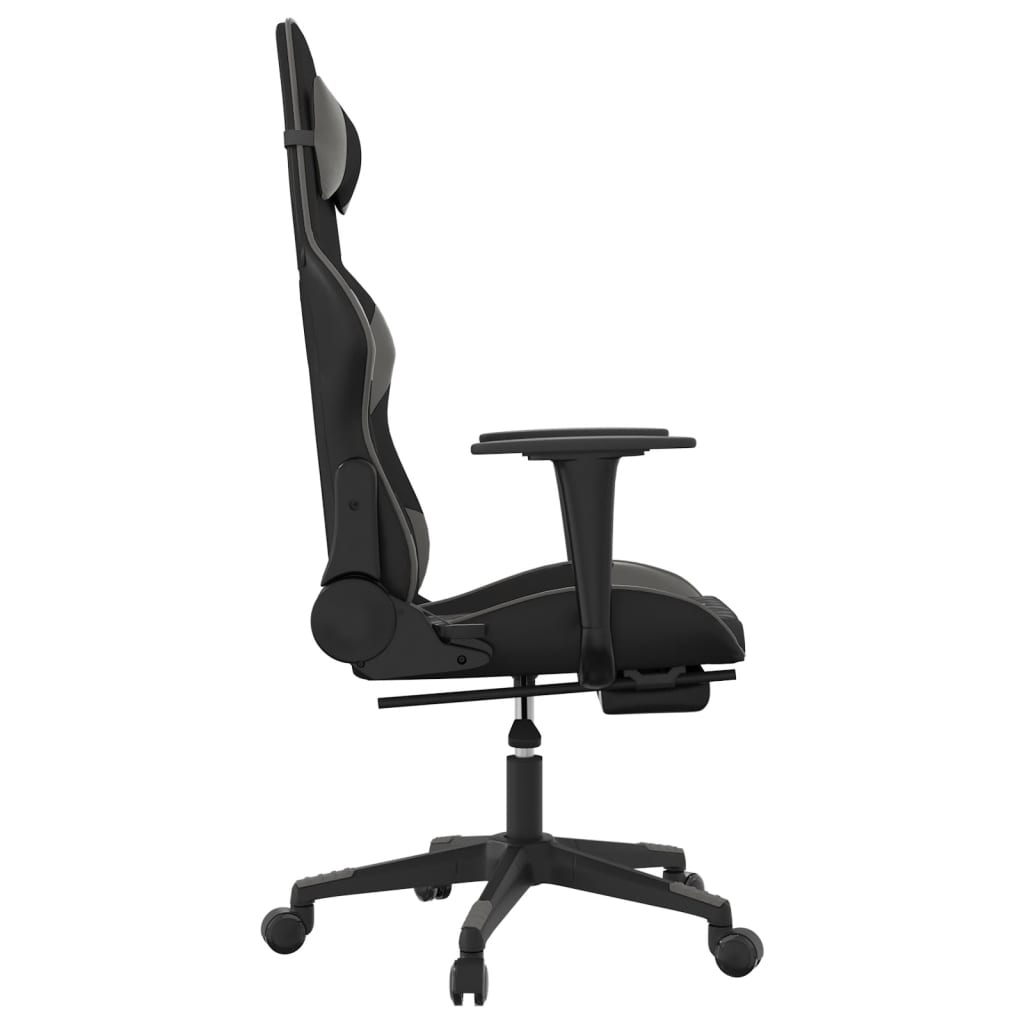 Sedia da Gaming Massaggio Poggiapiedi Nero e Grigio Similpelle 345526