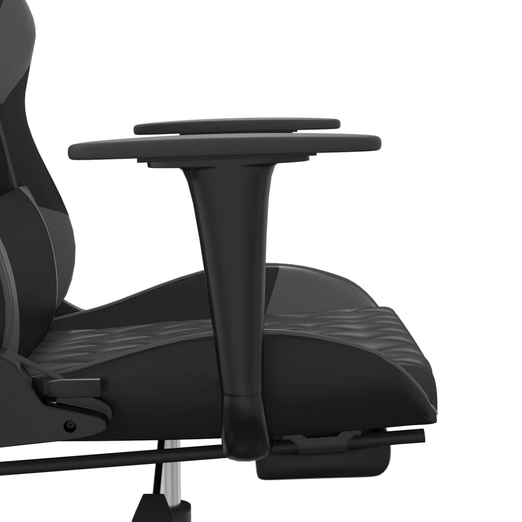 Sedia da Gaming Massaggio Poggiapiedi Nero e Grigio Similpelle 345526