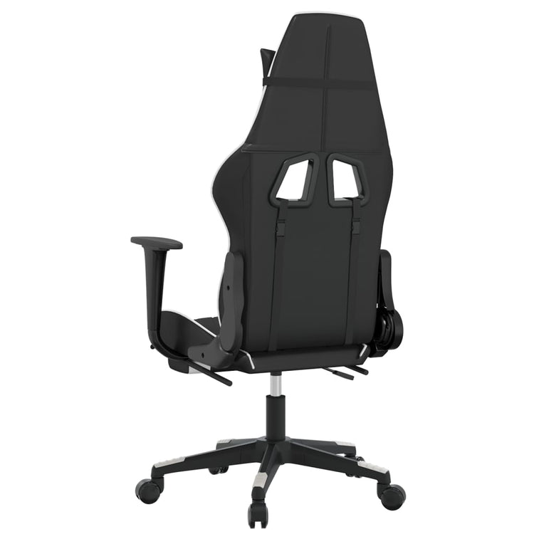 Sedia Gaming Massaggiante Poggiapiedi Nero e Bianco Similpelle 345527