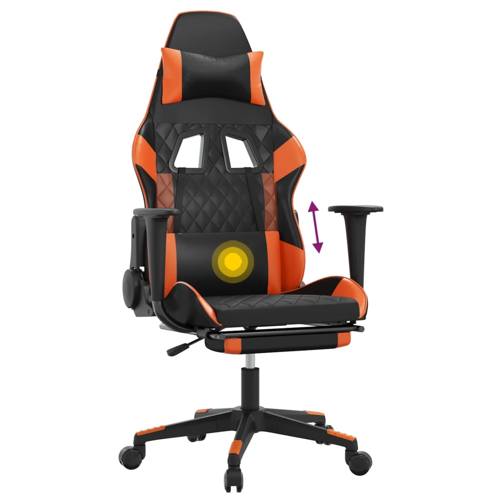 Sedia Gaming Massaggio Poggiapiedi Nero e Arancione Similpelle 345528