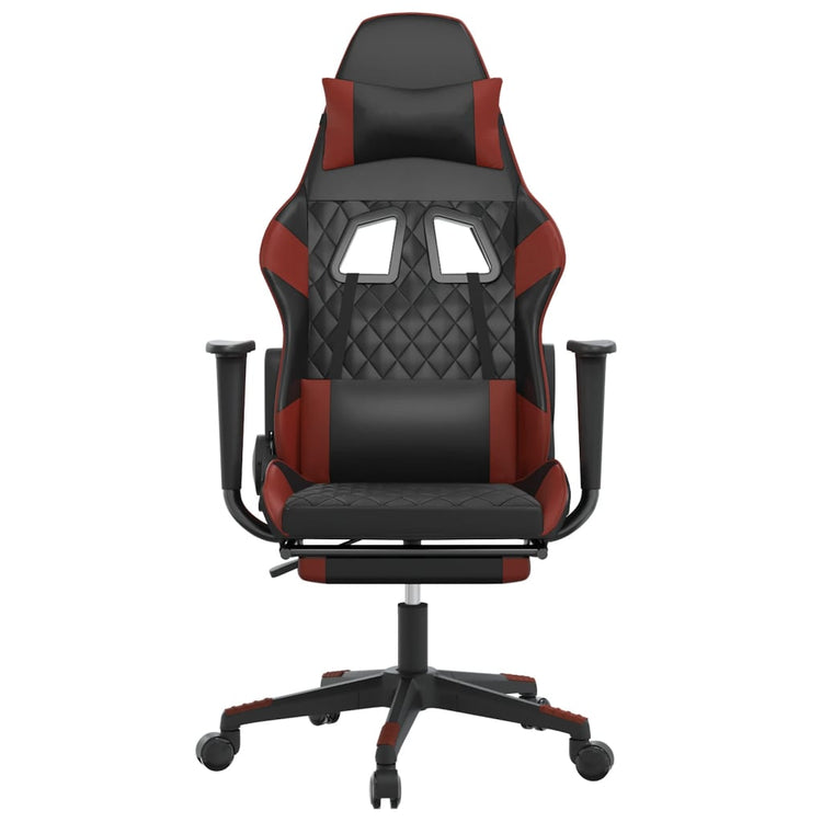 Sedia Gaming Massaggio Poggiapiedi Nero e Rosso Vino Similpelle 345529