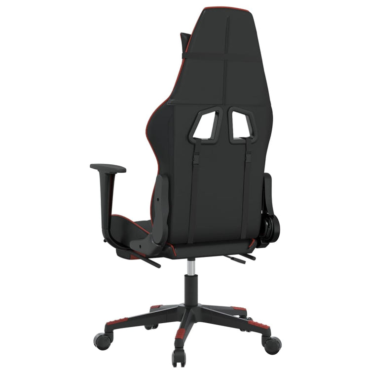 Sedia Gaming Massaggio Poggiapiedi Nero e Rosso Vino Similpelle 345529