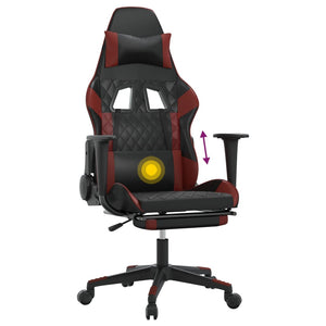 Sedia Gaming Massaggio Poggiapiedi Nero e Rosso Vino Similpelle 345529