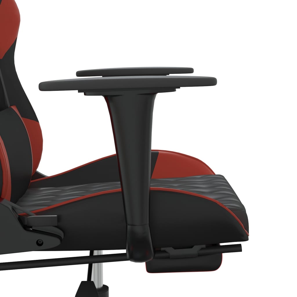 Sedia Gaming Massaggio Poggiapiedi Nero e Rosso Vino Similpelle 345529