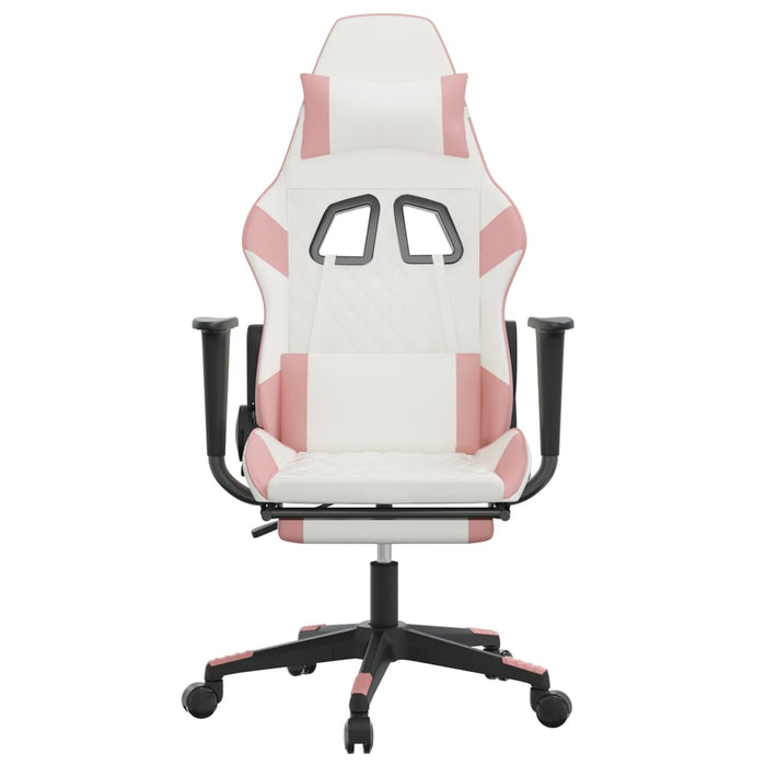 Sedia da Gaming Massaggio Poggiapiedi Bianco e Rosa Similpelle cod mxl 68756