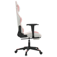 Sedia da Gaming Massaggio Poggiapiedi Bianco e Rosa Similpelle cod mxl 68756