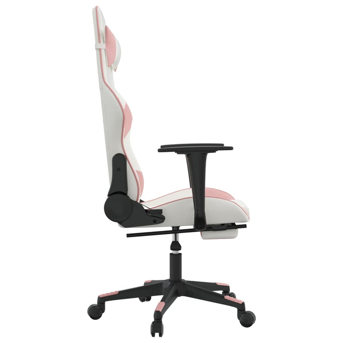 Sedia da Gaming Massaggio Poggiapiedi Bianco e Rosa Similpelle cod mxl 68756