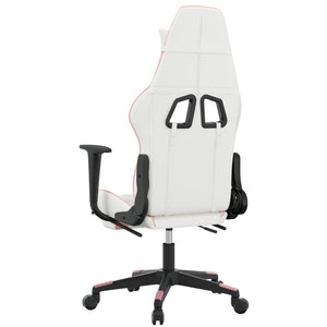 Sedia da Gaming Massaggio Poggiapiedi Bianco e Rosa Similpelle cod mxl 68756