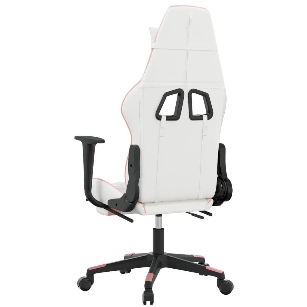 Sedia da Gaming Massaggio Poggiapiedi Bianco e Rosa Similpelle 345530