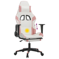 Sedia da Gaming Massaggio Poggiapiedi Bianco e Rosa Similpelle cod mxl 68756