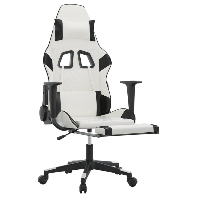 Sedia da Gaming Massaggio Poggiapiedi Bianco e Nero Similpellecod mxl 74476