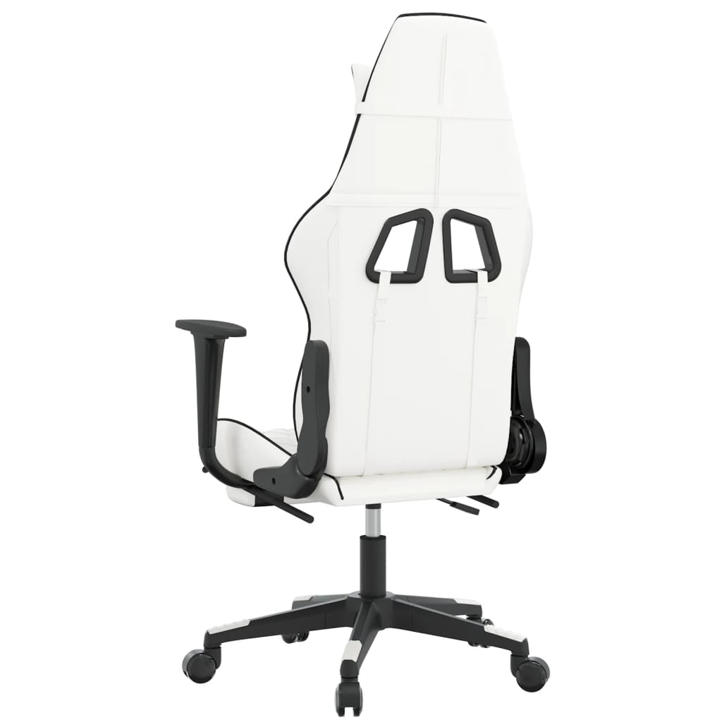 Sedia da Gaming Massaggio Poggiapiedi Bianco e Nero Similpelle 345531