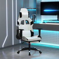 Sedia da Gaming Massaggio Poggiapiedi Bianco e Nero Similpellecod mxl 74476