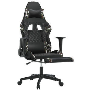 Sedia Gaming Massaggio Poggiapiedi Nero e Mimetico Similpelle cod mxl 73351