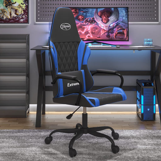 Sedia da Gaming Massaggiante Nero e Blu in Similpelle 345533