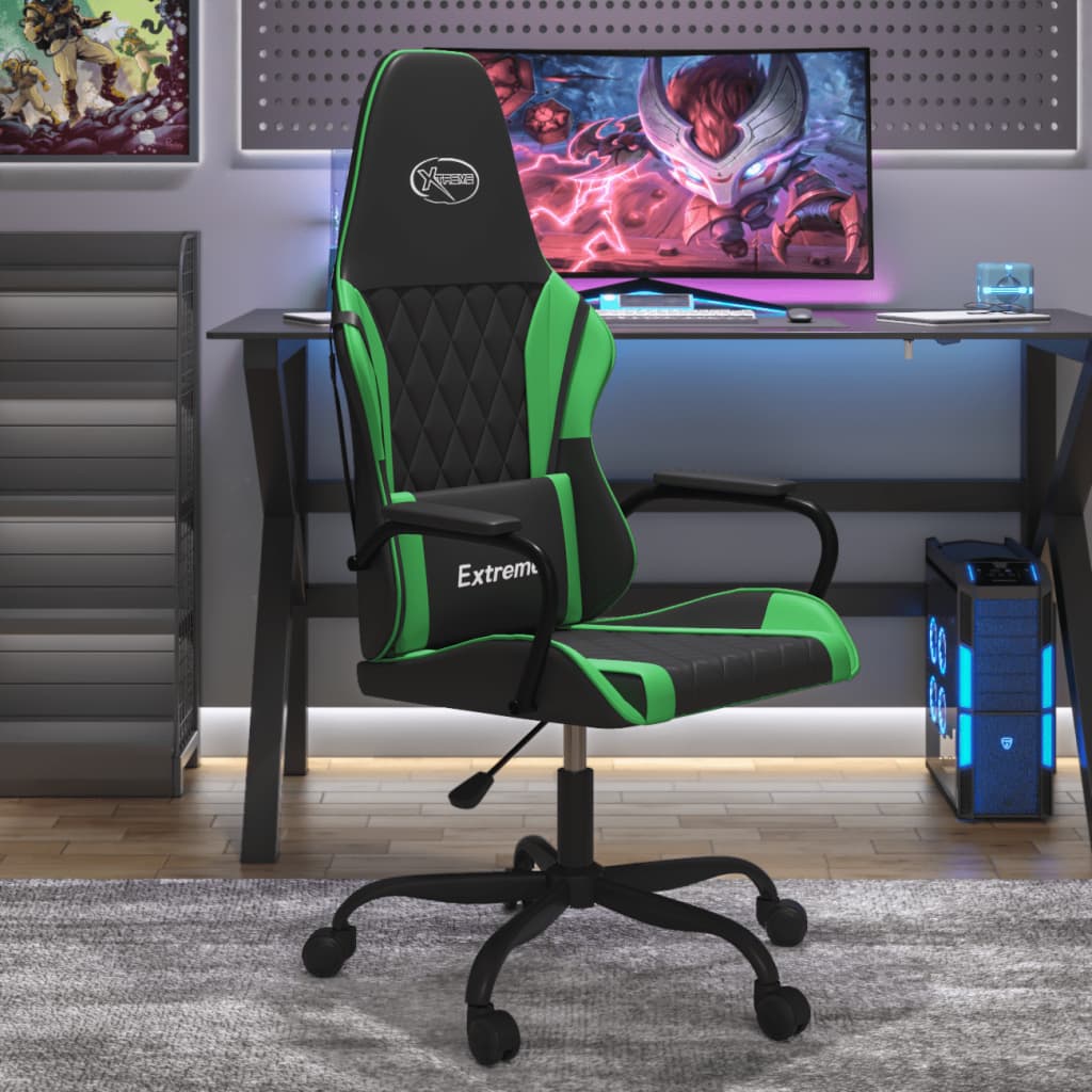 Sedia da Gaming Massaggiante Nero e Verde in Similpelle 345536