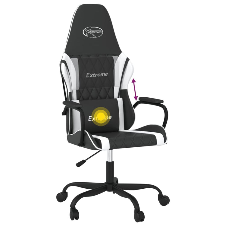 Sedia da Gaming Massaggiante Nera e Bianca in Similpelle 345538