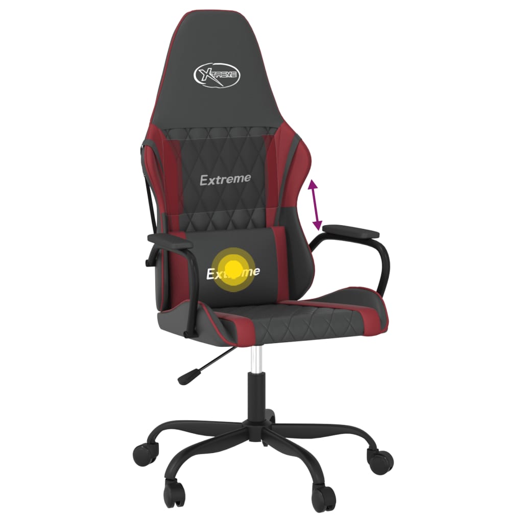 Sedia Gaming Massaggio Nero e Rosso Vino in Similpelle 345540