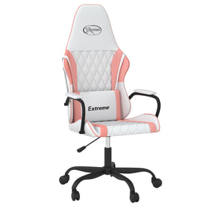 Sedia da Gaming Massaggiante Bianco e Rosa in Similpelle 345542