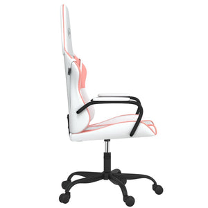 Sedia da Gaming Massaggiante Bianco e Rosa in Similpelle 345542