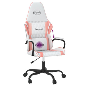 Sedia da Gaming Massaggiante Bianco e Rosa in Similpelle 345542