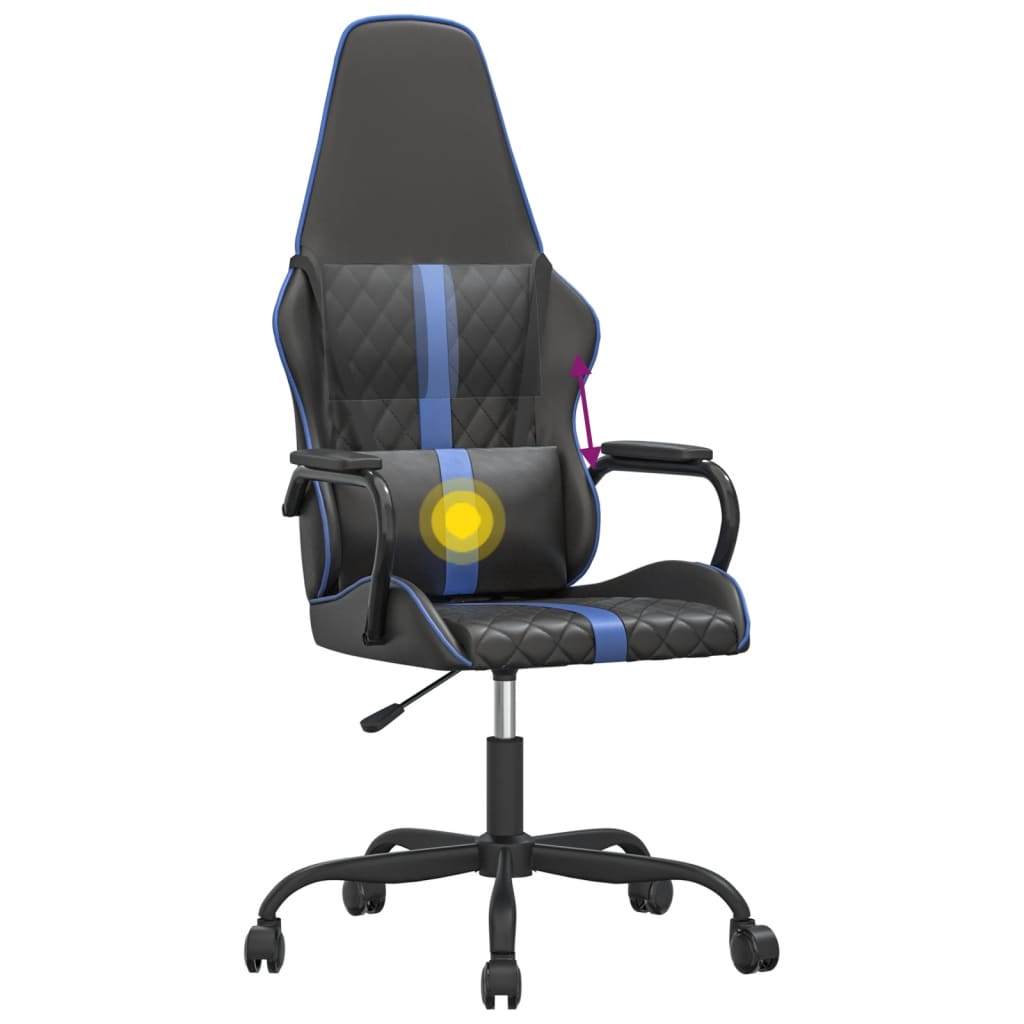 Sedia da Gaming Massaggiante Blu e Nero in Similpelle 345557