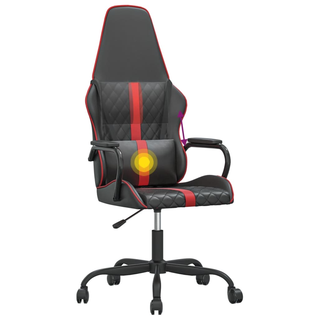 Sedia da Gaming Massaggiante Rossa e Nera in Similpelle 345558